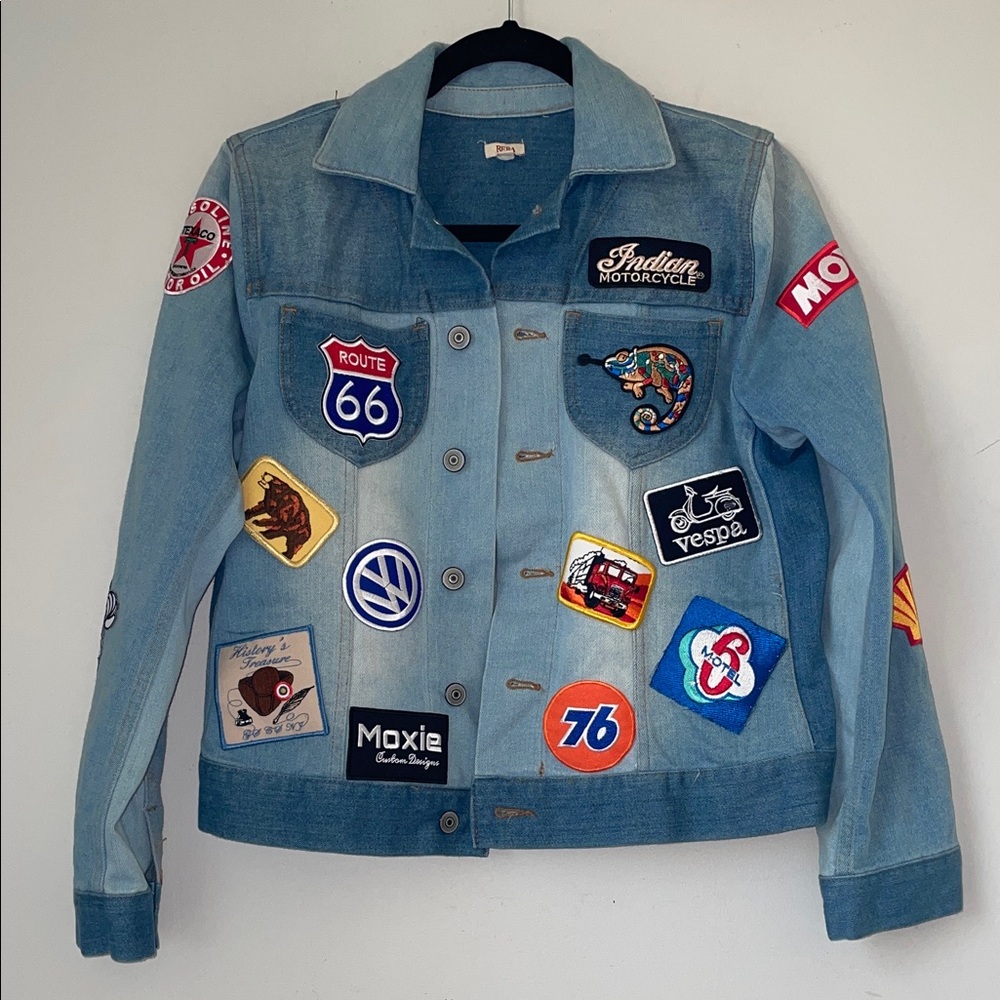 S‎ Reba Denim Jacket with Patches - Vintage Vibes